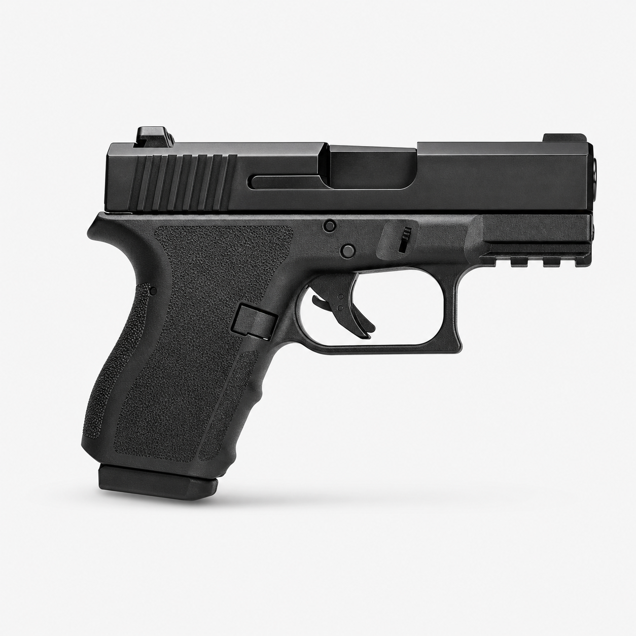 Compact handgun on bright product background